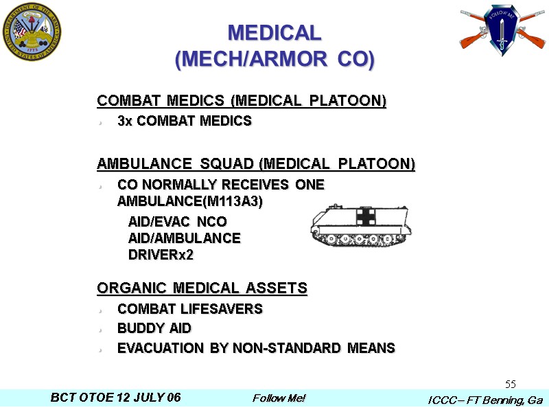 55 COMBAT MEDICS (MEDICAL PLATOON) 3x COMBAT MEDICS  AMBULANCE SQUAD (MEDICAL PLATOON) CO